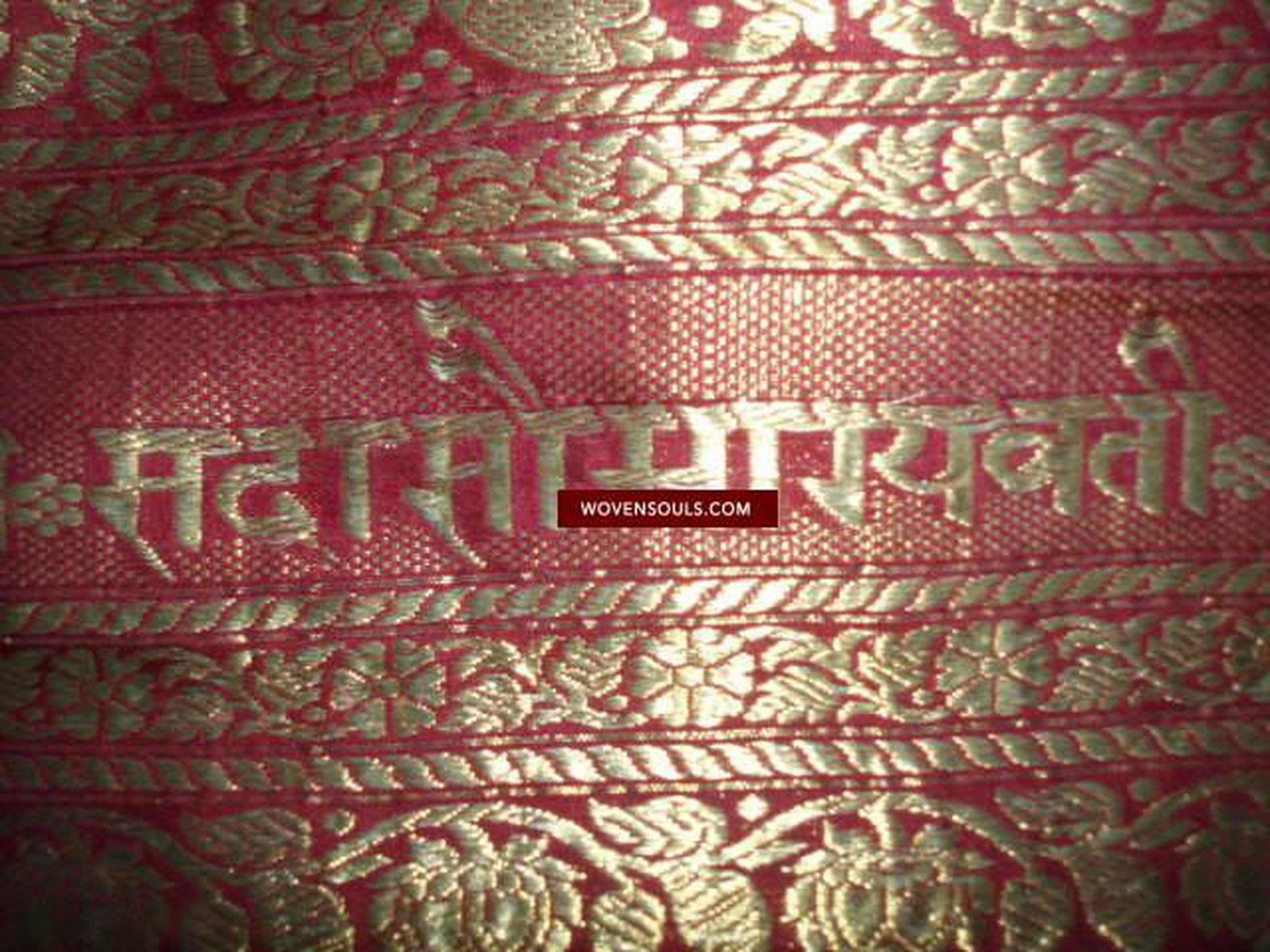 131 Real Zari Bridal Saree Fragment with woven Blessing Inscription - SOLD-WOVENSOULS-Antique-Vintage-Textiles-Art-Decor