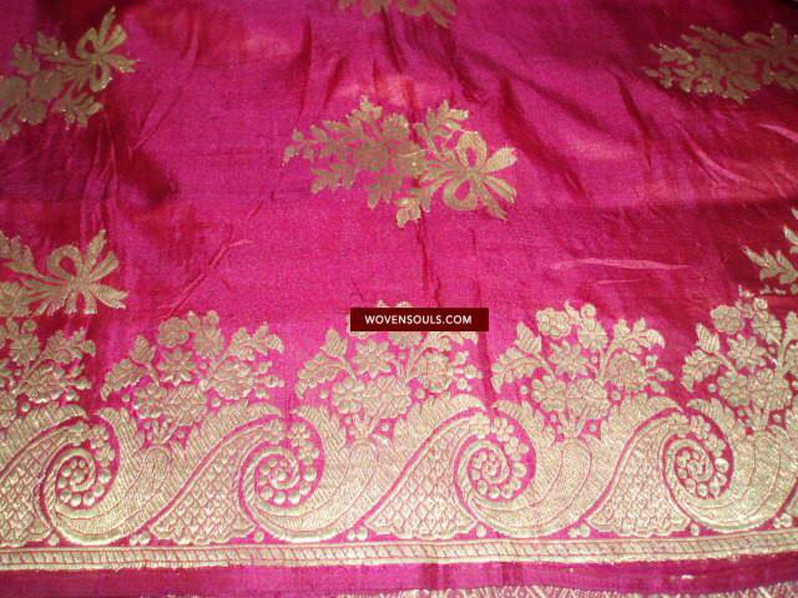 131 Real Zari Bridal Saree Fragment with woven Blessing Inscription - SOLD-WOVENSOULS-Antique-Vintage-Textiles-Art-Decor