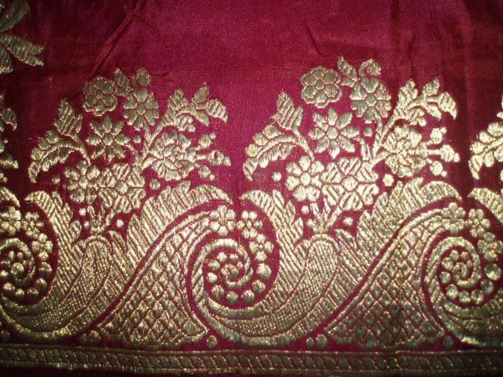 131 Real Zari Bridal Saree Fragment with woven Blessing Inscription - SOLD-WOVENSOULS-Antique-Vintage-Textiles-Art-Decor