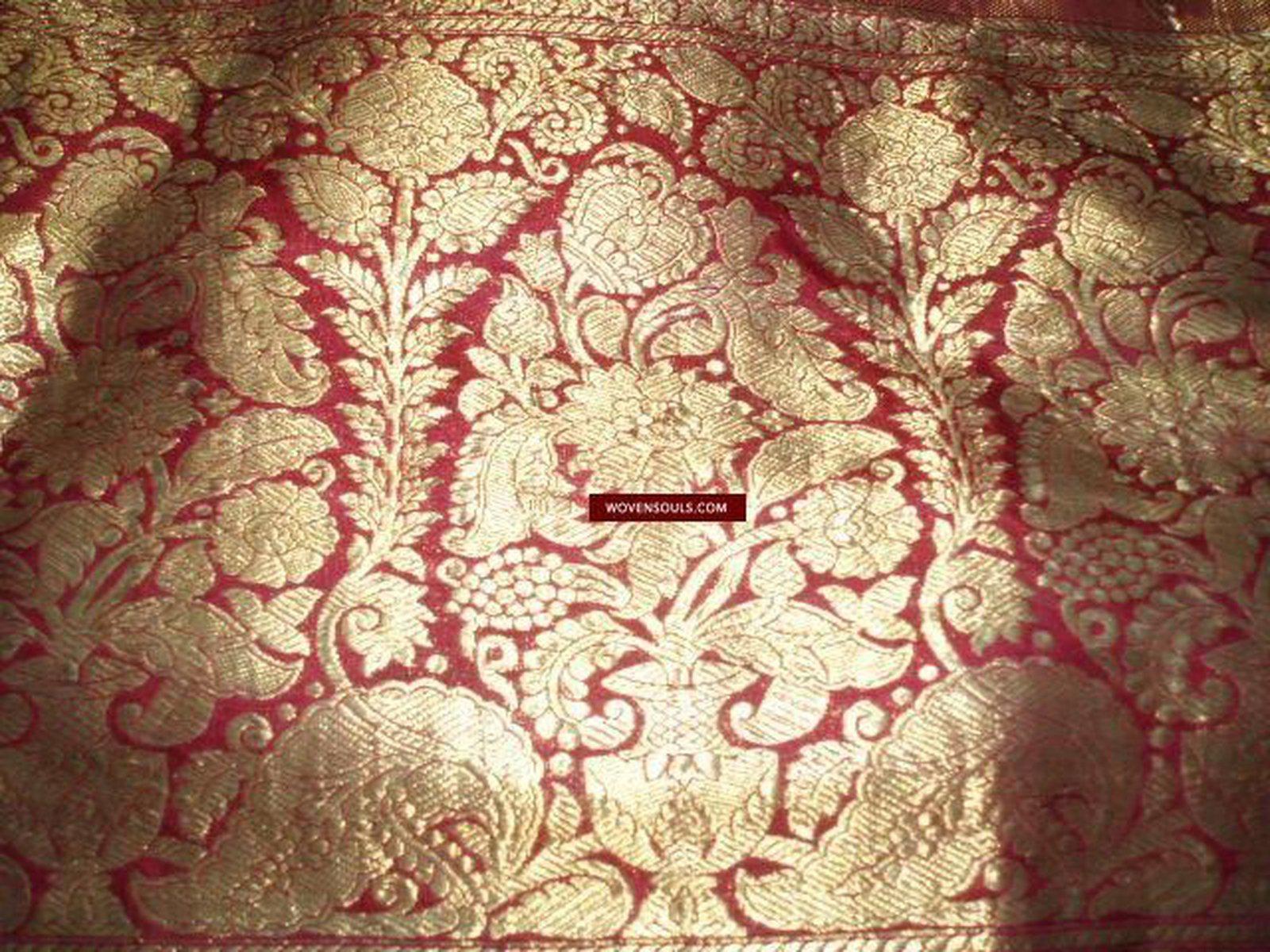 131 Real Zari Bridal Saree Fragment with woven Blessing Inscription - SOLD-WOVENSOULS-Antique-Vintage-Textiles-Art-Decor