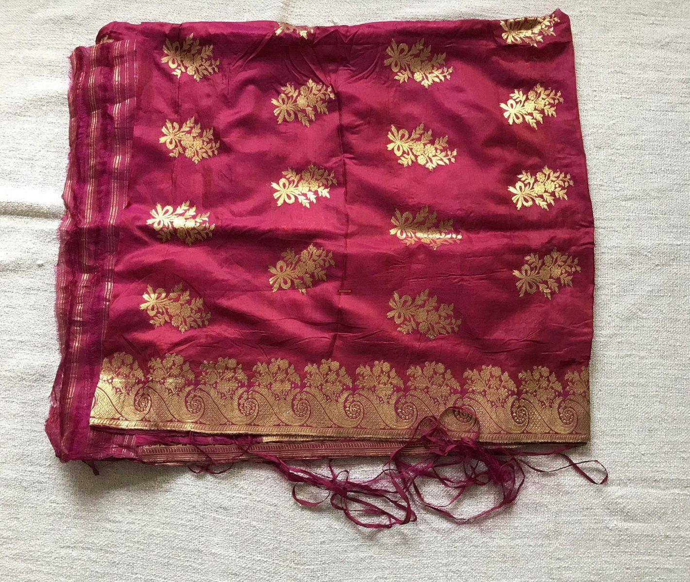 131 Real Zari Bridal Saree Fragment with woven Blessing Inscription - SOLD-WOVENSOULS-Antique-Vintage-Textiles-Art-Decor