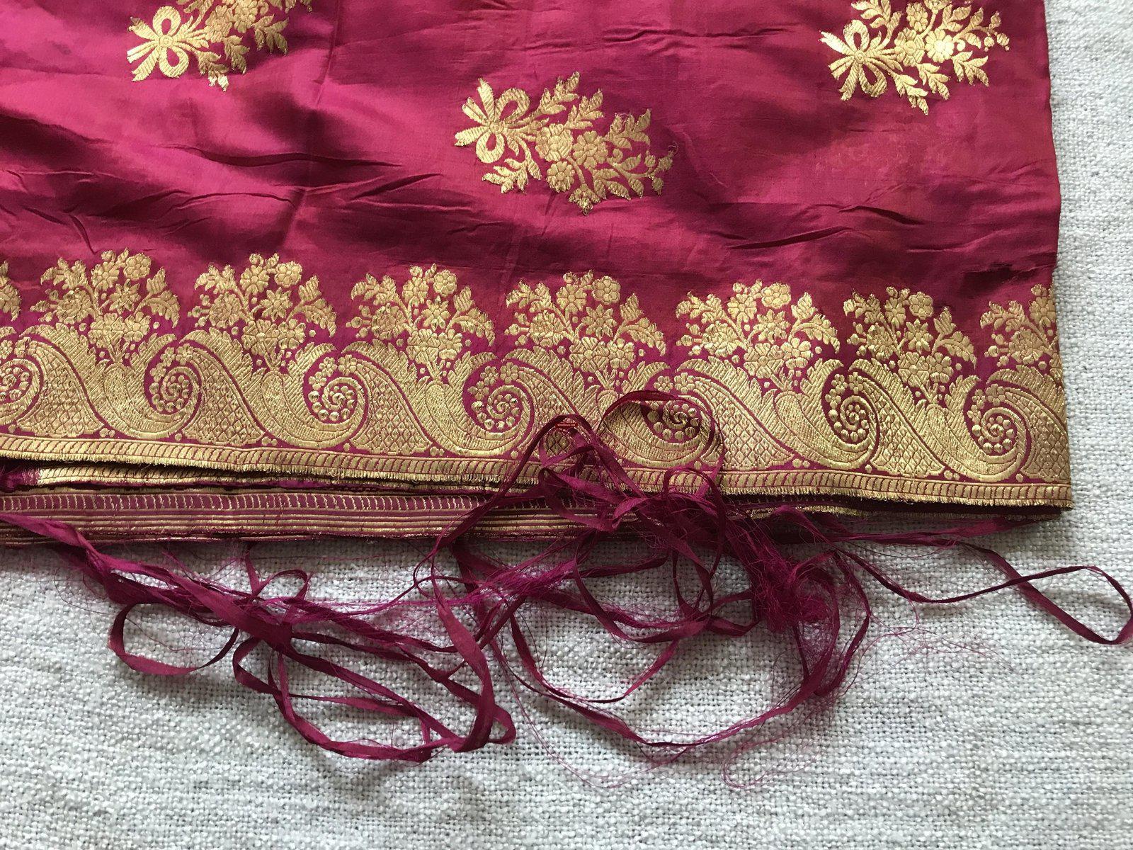 131 Real Zari Bridal Saree Fragment with woven Blessing Inscription - SOLD-WOVENSOULS-Antique-Vintage-Textiles-Art-Decor