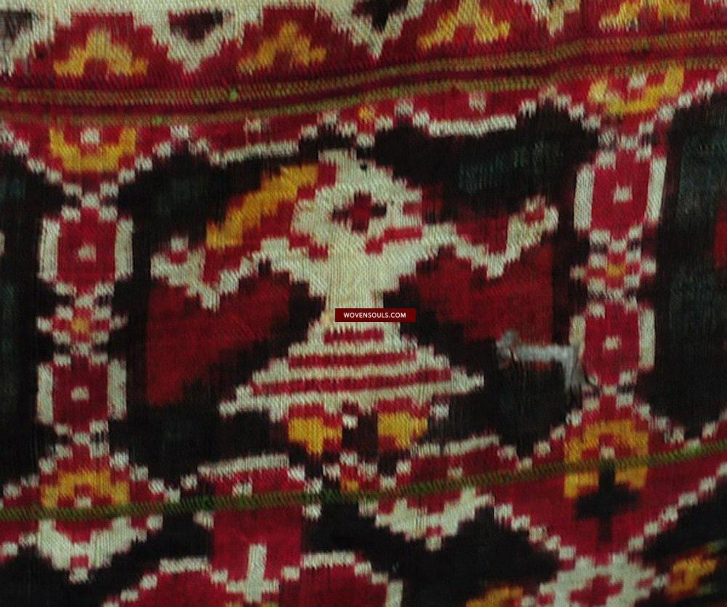 137 SOLD Old Weaver's Heirloom Patan Patola Double Ikat Sari Fragment - A-WOVENSOULS-Antique-Vintage-Textiles-Art-Decor