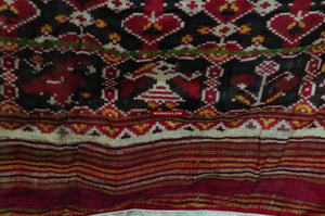 137 SOLD Old Weaver's Heirloom Patan Patola Double Ikat Sari Fragment - A-WOVENSOULS-Antique-Vintage-Textiles-Art-Decor