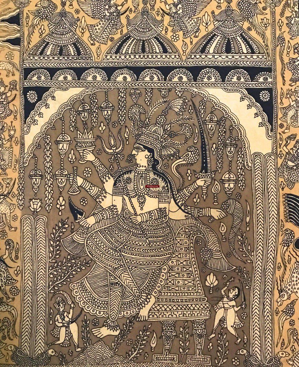 138 Superfine Mata Ni Pachedi Kalamkari Artwork - Museum Quality-WOVENSOULS-Antique-Vintage-Textiles-Art-Decor