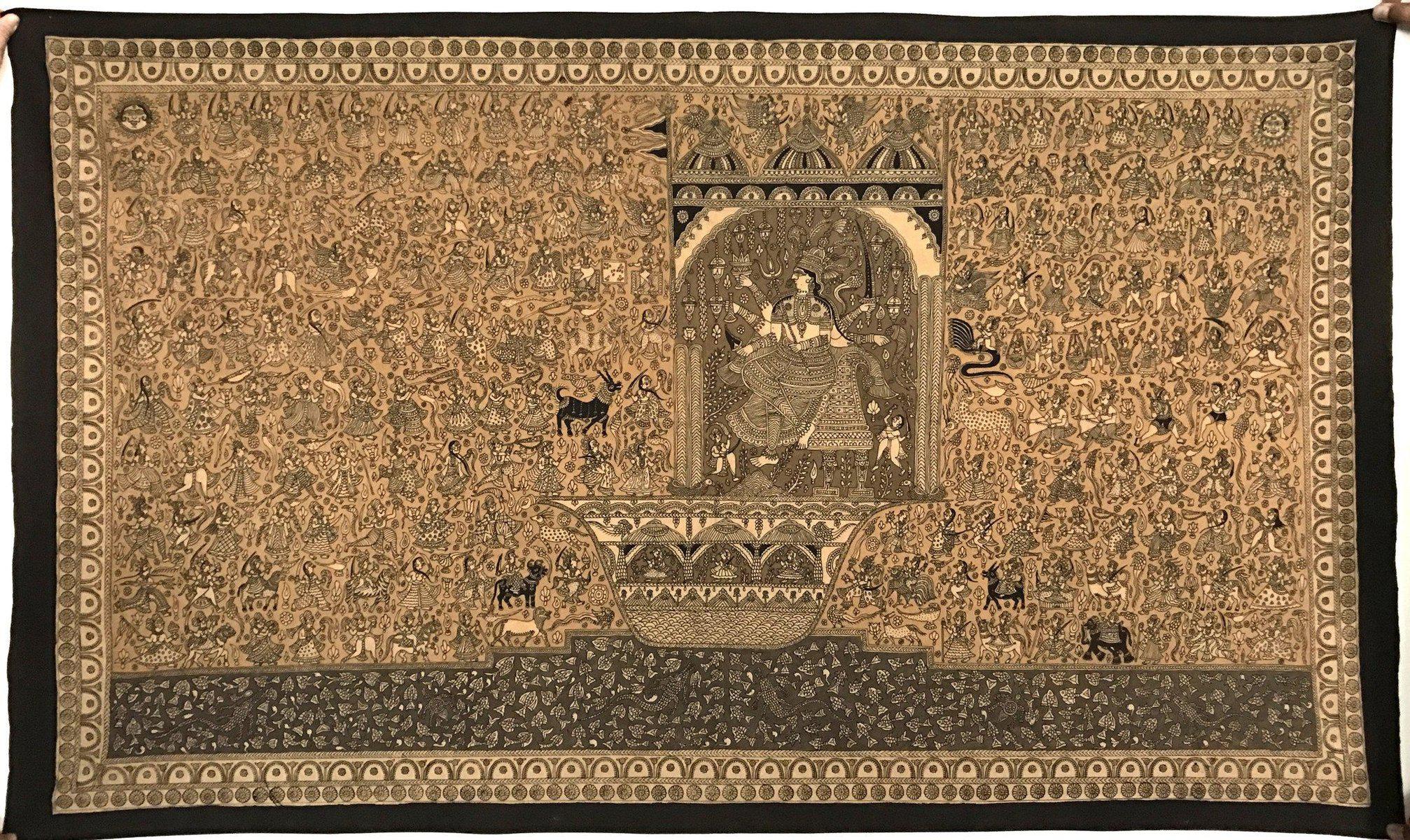 138 Superfine Mata Ni Pachedi Kalamkari Artwork - Museum Quality-WOVENSOULS-Antique-Vintage-Textiles-Art-Decor