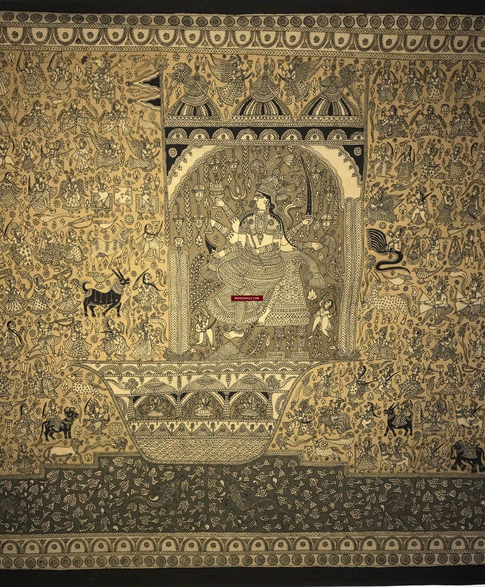 138 Superfine Mata Ni Pachedi Kalamkari Artwork - Museum Quality-WOVENSOULS-Antique-Vintage-Textiles-Art-Decor