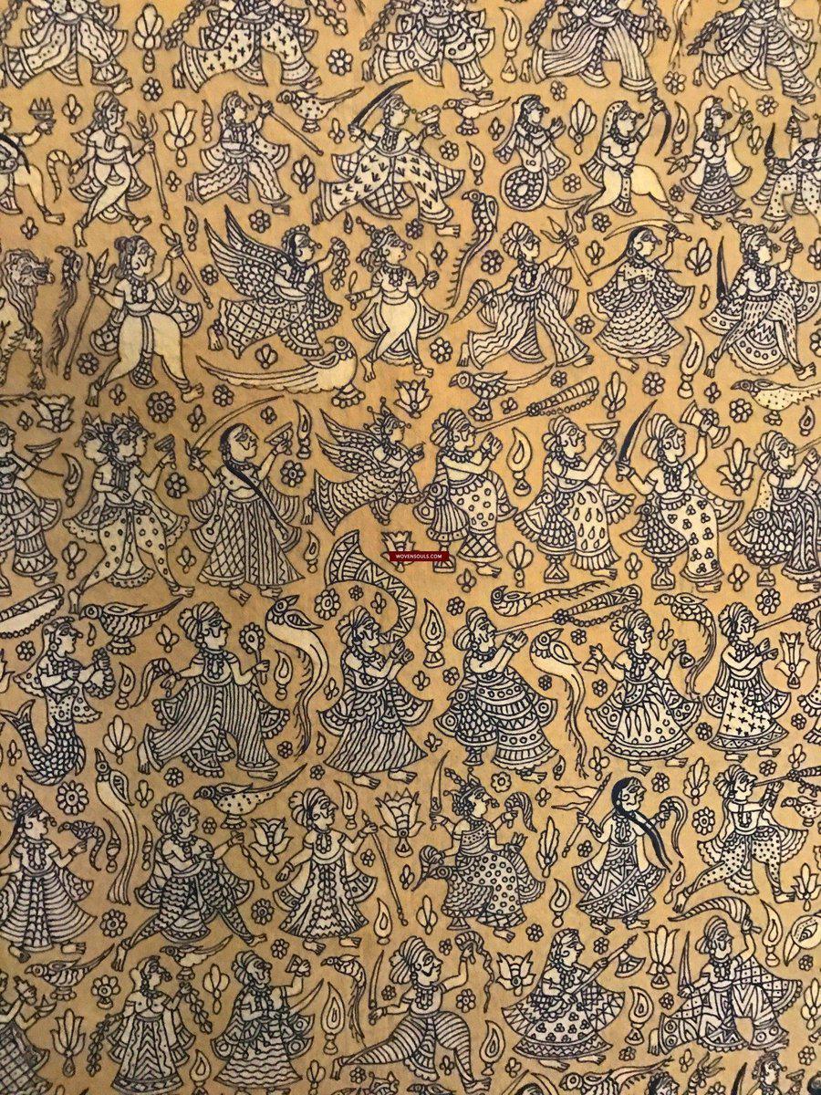 138 Superfine Mata Ni Pachedi Kalamkari Artwork - Museum Quality-WOVENSOULS-Antique-Vintage-Textiles-Art-Decor