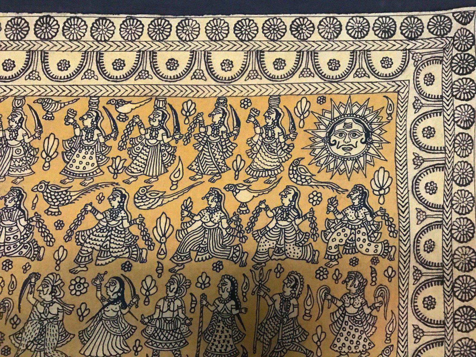 138 Superfine Mata Ni Pachedi Kalamkari Artwork - Museum Quality-WOVENSOULS-Antique-Vintage-Textiles-Art-Decor