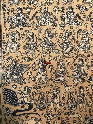 138 Superfine Mata Ni Pachedi Kalamkari Artwork - Museum Quality-WOVENSOULS-Antique-Vintage-Textiles-Art-Decor