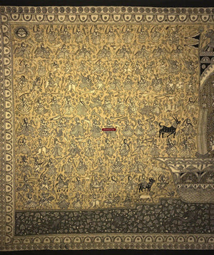 138 Superfine Mata Ni Pachedi Kalamkari Artwork - Museum Quality-WOVENSOULS-Antique-Vintage-Textiles-Art-Decor