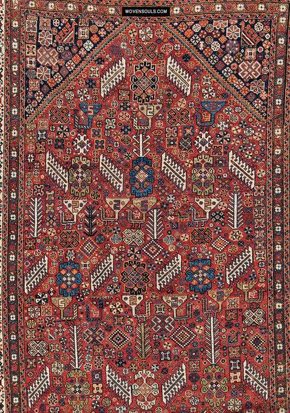 1388 The Wovensouls Peacock Shekarlou Shekarlu Qashqai Rug-WOVENSOULS Antique Textiles & Art Gallery