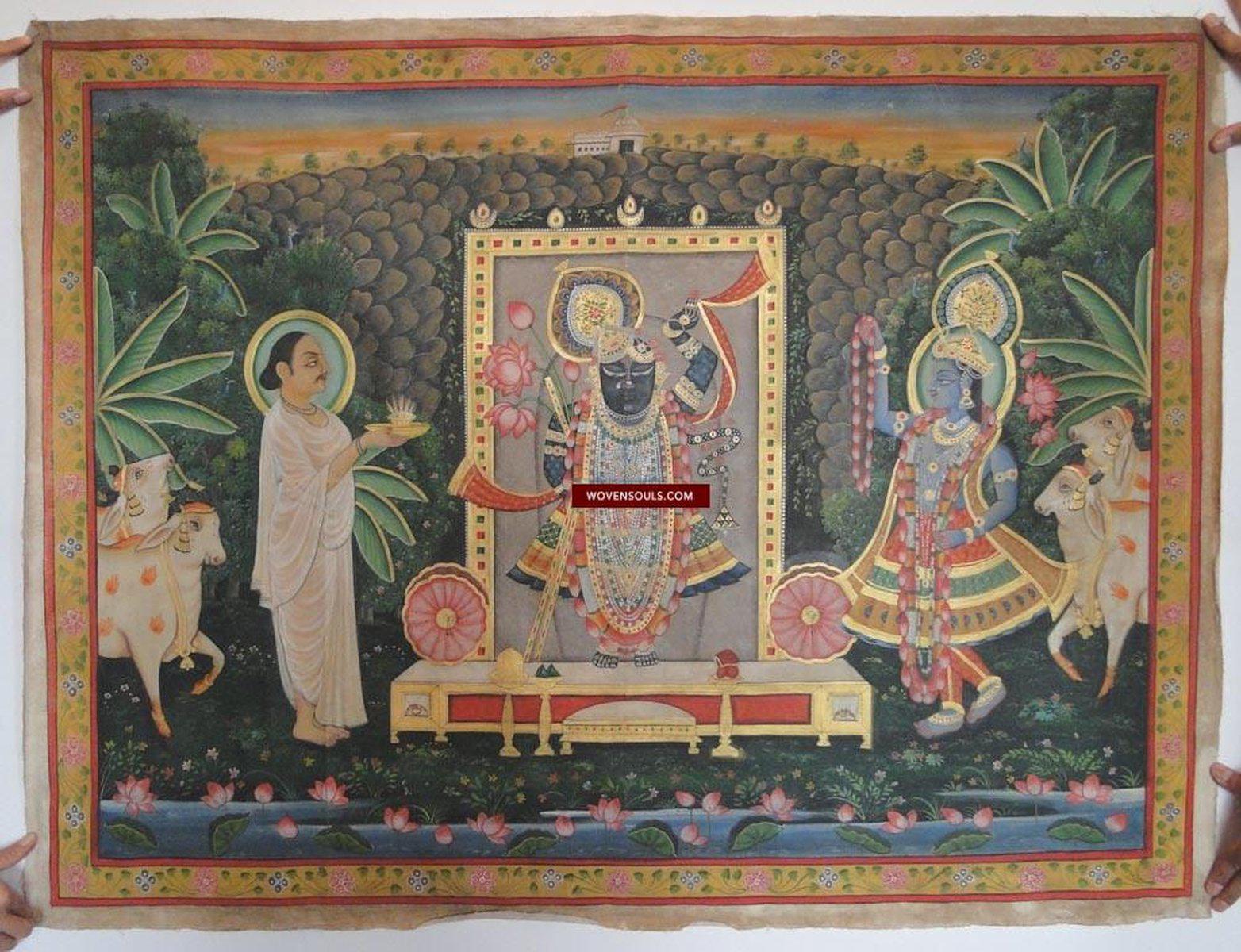 140 SOLD - Nathdwara Srinathji Pichvai Pichwai Painting-WOVENSOULS-Antique-Vintage-Textiles-Art-Decor