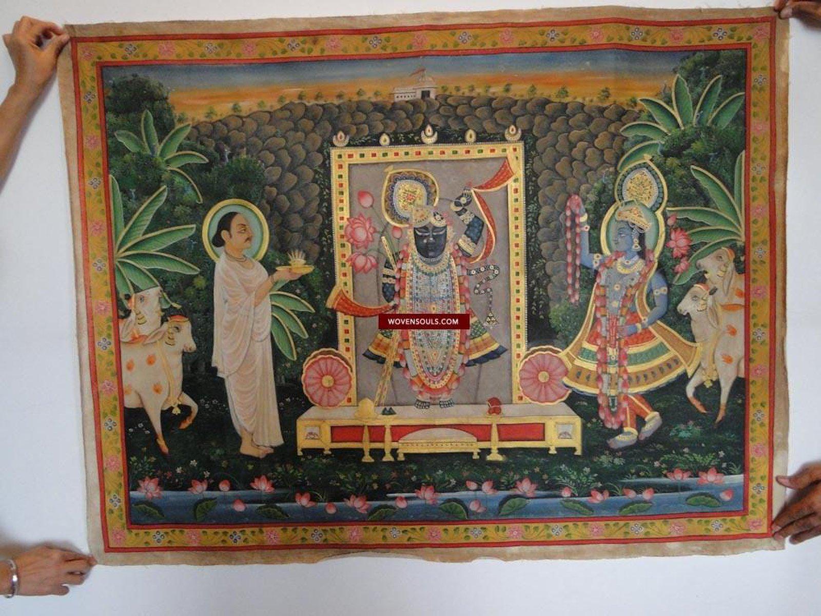 140 SOLD - Nathdwara Srinathji Pichvai Pichwai Painting-WOVENSOULS-Antique-Vintage-Textiles-Art-Decor