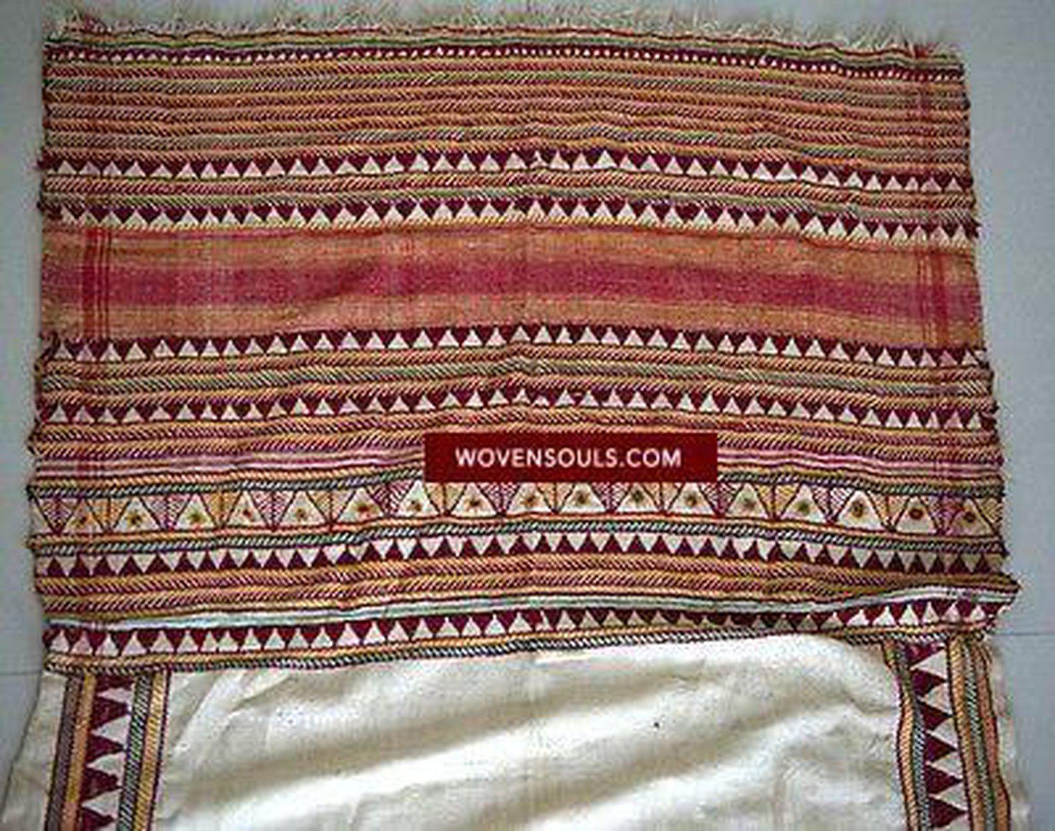 141 SOLD Rare Vintage Orissa Odisha Gond Tribal Shawl - Handspun Cotton-WOVENSOULS-Antique-Vintage-Textiles-Art-Decor