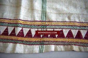 141 SOLD Rare Vintage Orissa Odisha Gond Tribal Shawl - Handspun Cotton-WOVENSOULS-Antique-Vintage-Textiles-Art-Decor