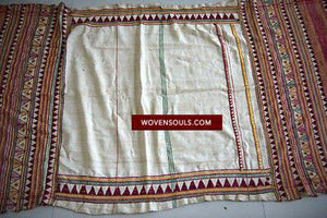 141 SOLD Rare Vintage Orissa Odisha Gond Tribal Shawl - Handspun Cotton-WOVENSOULS-Antique-Vintage-Textiles-Art-Decor