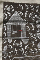 142 SOLD Warli Tribal Painting on Cow Dung Base-WOVENSOULS-Antique-Vintage-Textiles-Art-Decor