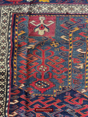 1460 Masterpiece Dragon Sumac Soumac Rug Carpet-WOVENSOULS-Antique-Vintage-Textiles-Art-Decor