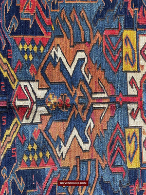 1460 Masterpiece Dragon Sumac Soumac Rug Carpet-WOVENSOULS-Antique-Vintage-Textiles-Art-Decor