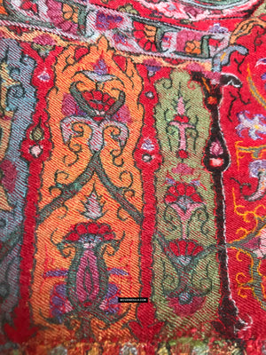 1475 antiker Kaschmir Pashmina Dorukha Square -Schal