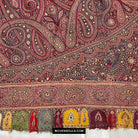 1608 Old Kashmir Silk Embroidered Amli Shawl Rumal-WOVENSOULS Antique Textiles &amp; Art Gallery