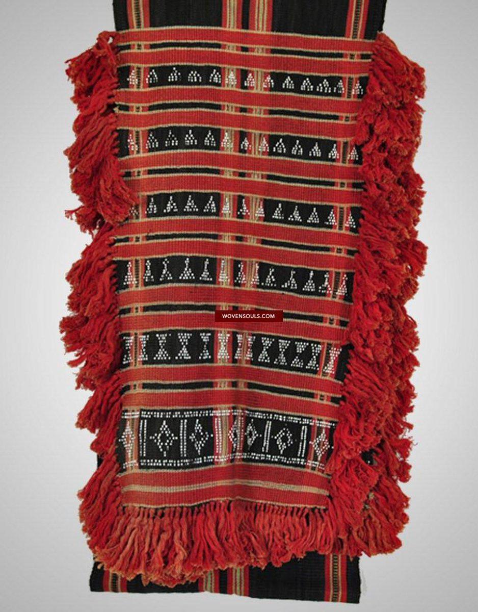 163 Antique Hilltribe Ceremonial Body Cloth with Woven Beads-WOVENSOULS-Antique-Vintage-Textiles-Art-Decor