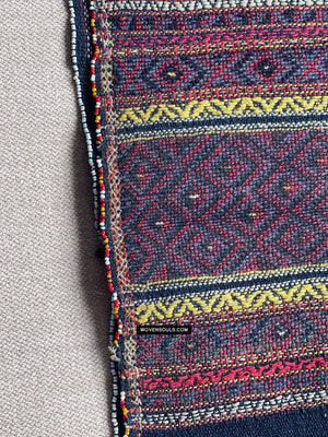 164-B Vintage Mru Tribal Handwoven Beaded Women's Loin Cloth - Myanmar Textile - Antique Decor Ethnic Art 