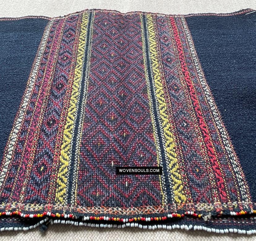 164-B Vintage Mru Tribal Handwoven Beaded Women's Loin Cloth - Myanmar Textile - Antique Decor Ethnic Art 