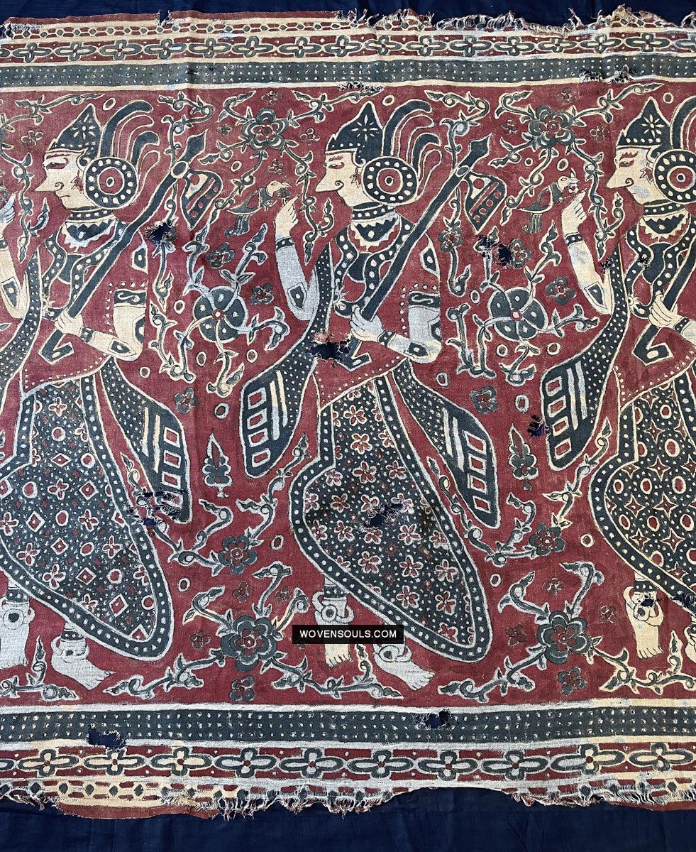 1642 Rare Ceremonial Cloth with a Row of Female Musicians-WOVENSOULS Antique Textiles &amp; Art Gallery