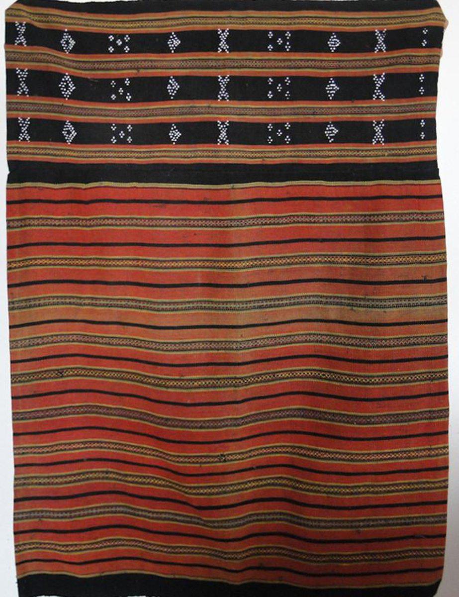 166 Sapa Hilltribe Skirt Vietnam Beaded Weaving-WOVENSOULS-Antique-Vintage-Textiles-Art-Decor