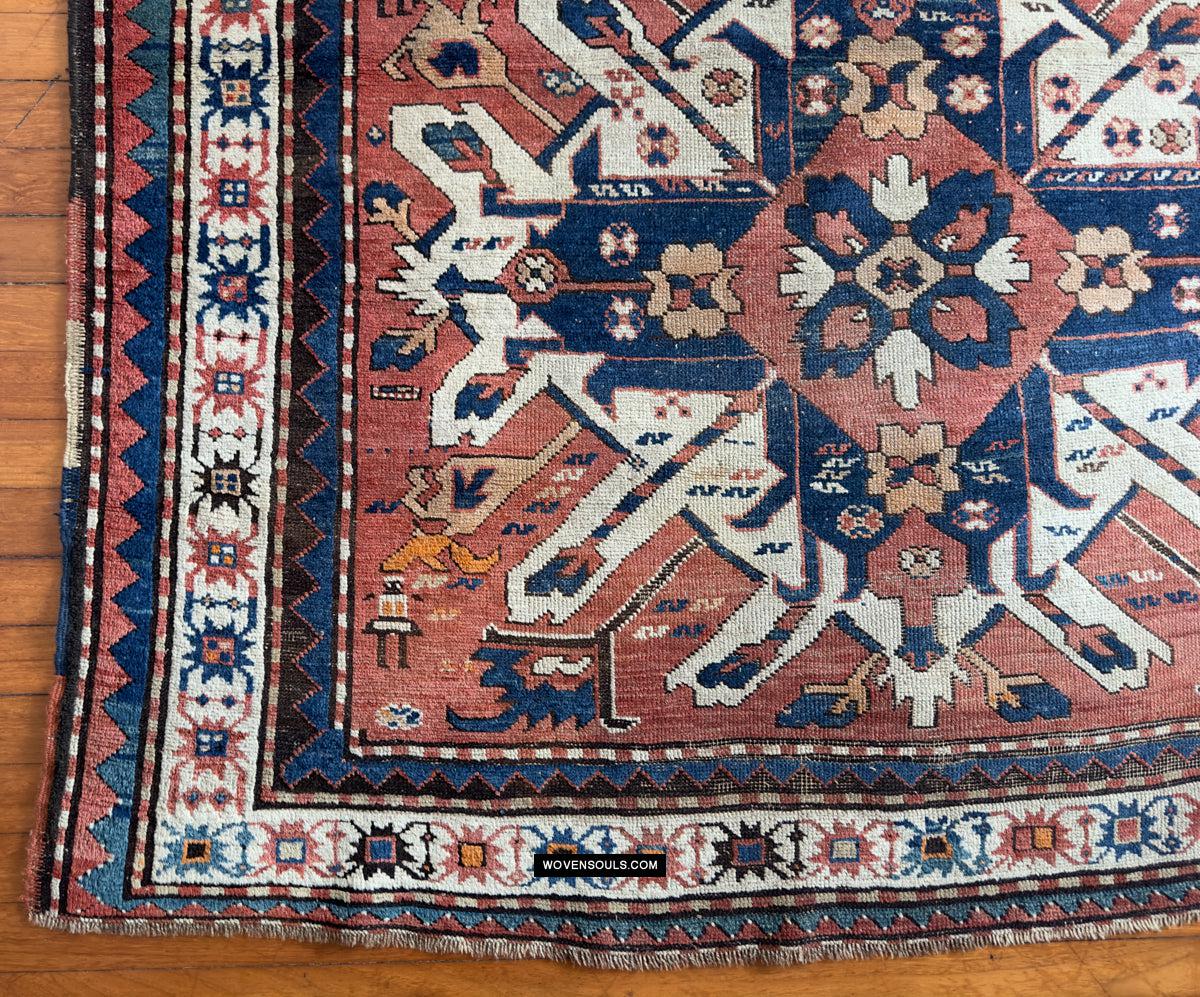 SHULAVER KAZAK ANTIQUE RUG 4'2 X 7'5