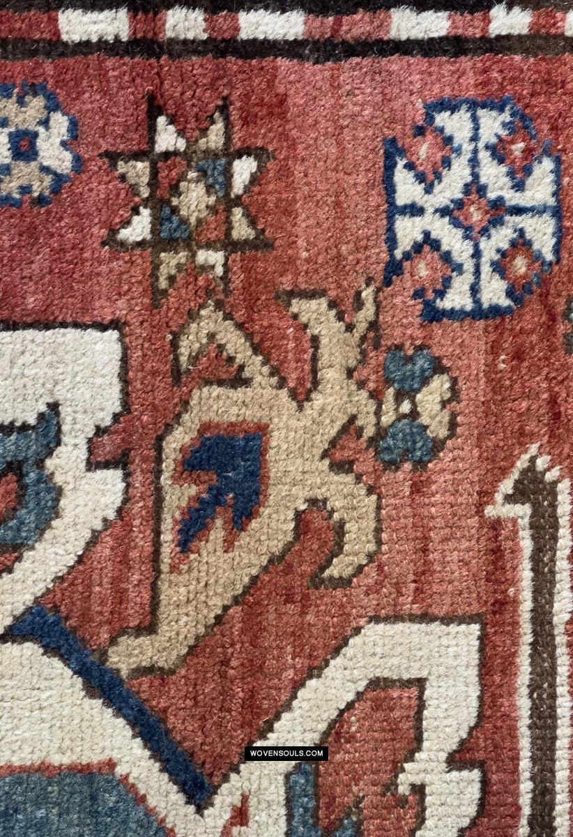 SHULAVER KAZAK ANTIQUE RUG 4'2 X 7'5