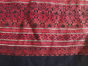 169 Antique Yao Head Cloth with Silk Floss Embroidery on Handspun cotton-WOVENSOULS-Antique-Vintage-Textiles-Art-Decor