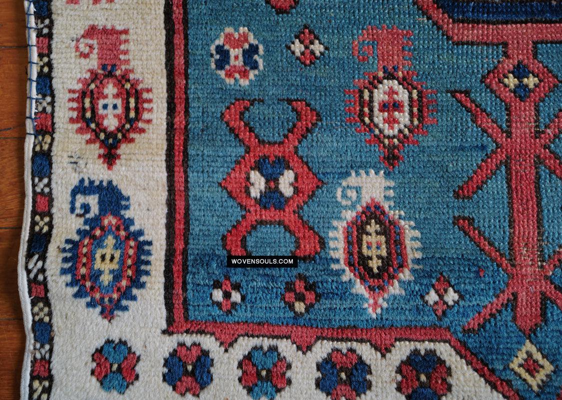 1718 Antique White Field Caucasian Village Kazak Rug - Antique Decor Home Museum