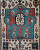 1718 Antique White Field Caucasian Village Kazak Rug - Antique Decor Home Museum