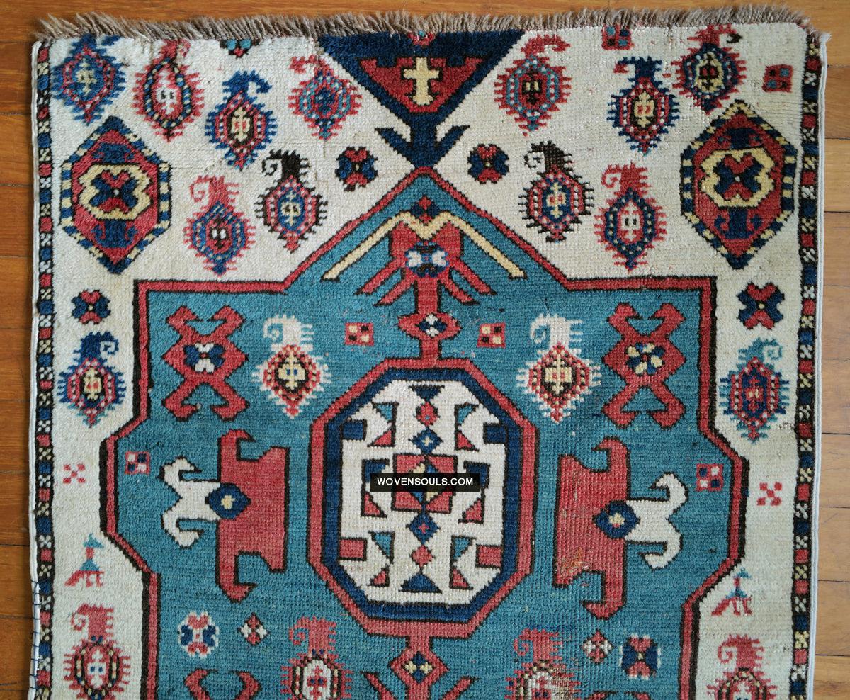 1718 Antique White Field Caucasian Village Kazak Rug - Antique Decor Home Museum