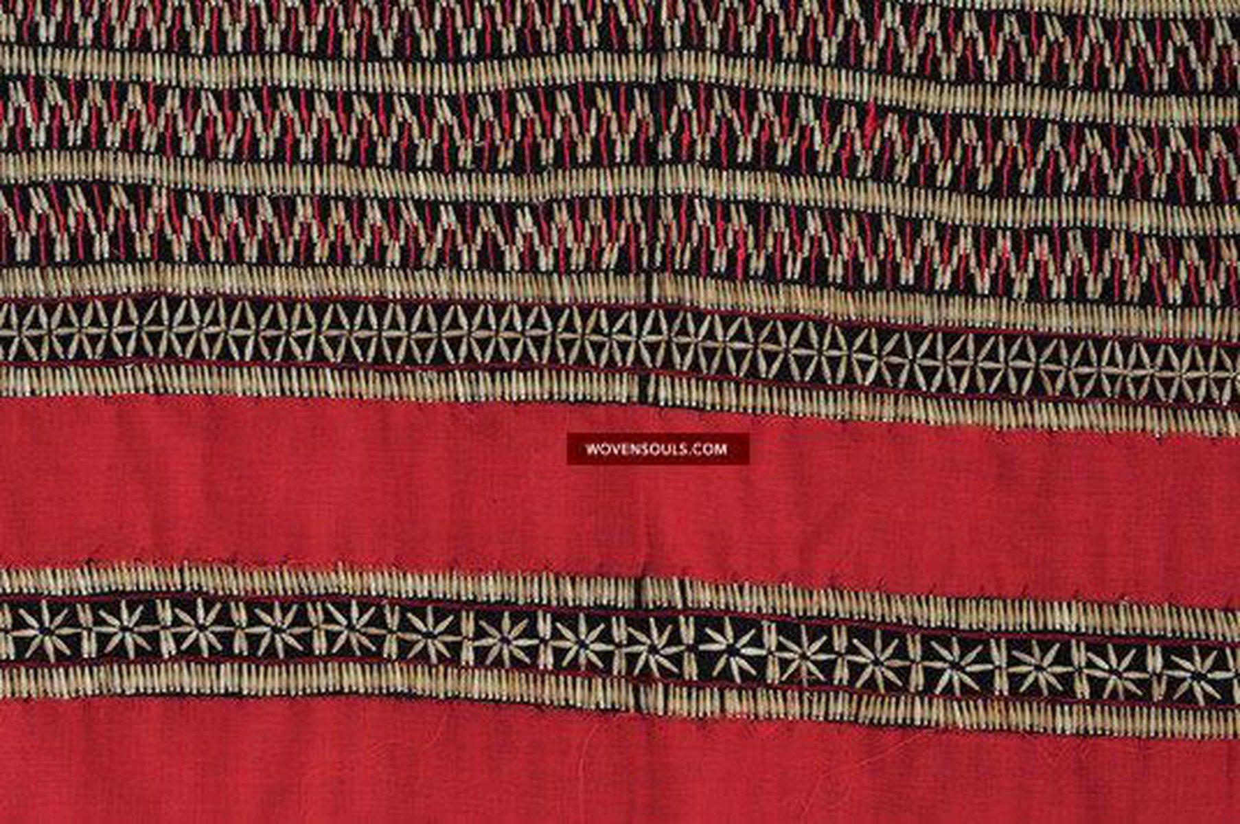 172 Rare Hilltribe Tunic with Jobs Tear Seed Embroidery-WOVENSOULS-Antique-Vintage-Textiles-Art-Decor