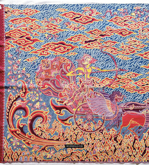 1746 Scena indù in Cirebon Javanese Batik Tulis Art