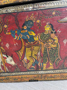 1760 Antique Pattachitra Krishna Paintings on a Wooden Chest - WOVENSOULS Antique Vintage Art Interior Decor