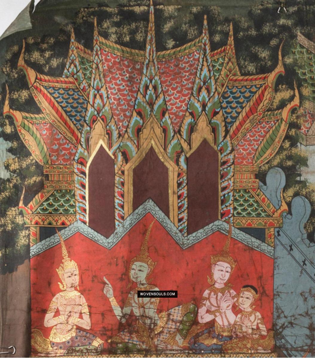 1761 Rare Antique Rattanakosin Phrabot Buddhist Art Temple Painting - Thailand