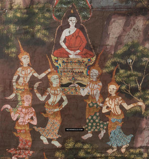 1761 Rare Antique Rattanakosin Phrabot Buddhist Art Temple Painting - Thailand