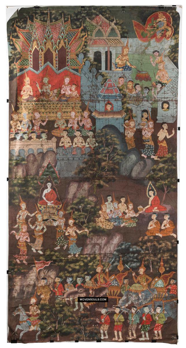 1761 Rare Antique Rattanakosin Phrabot Buddhist Art Temple Painting - Thailand