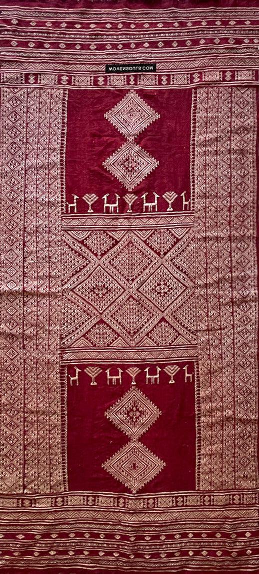 1779 Antique Bakhnoug Shawl w Animal Motifs - Textile Art Masterpiece - Antique Decor Ethnic Art 