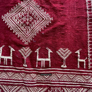 1779 Antique Bakhnoug Shawl w Animal Motifs - Textile Art Masterpiece - Antique Decor Ethnic Art 