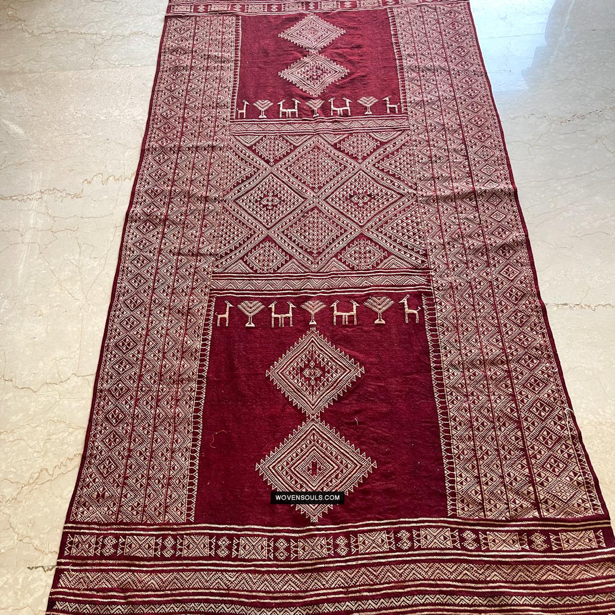 1779 Antique Bakhnoug Shawl w Animal Motifs - Textile Art Masterpiece - Antique Decor Ethnic Art 