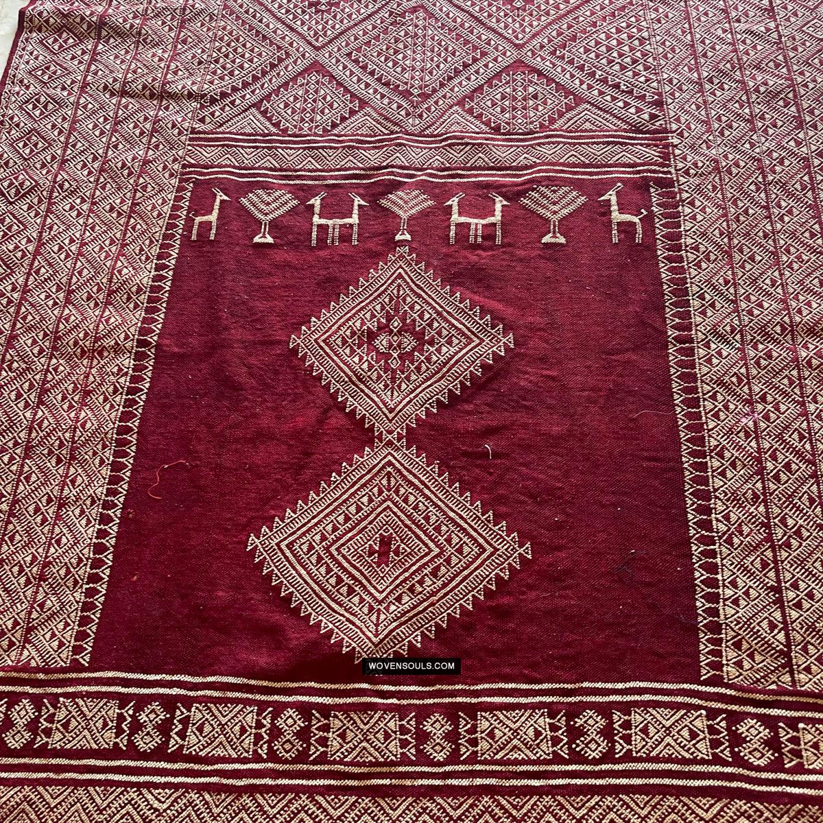 1779 Antique Bakhnoug Shawl w Animal Motifs - Textile Art Masterpiece - Antique Decor Ethnic Art 