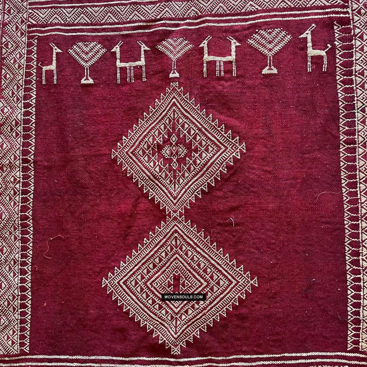 1779 Antique Bakhnoug Shawl w Animal Motifs - Textile Art Masterpiece - Antique Decor Ethnic Art 