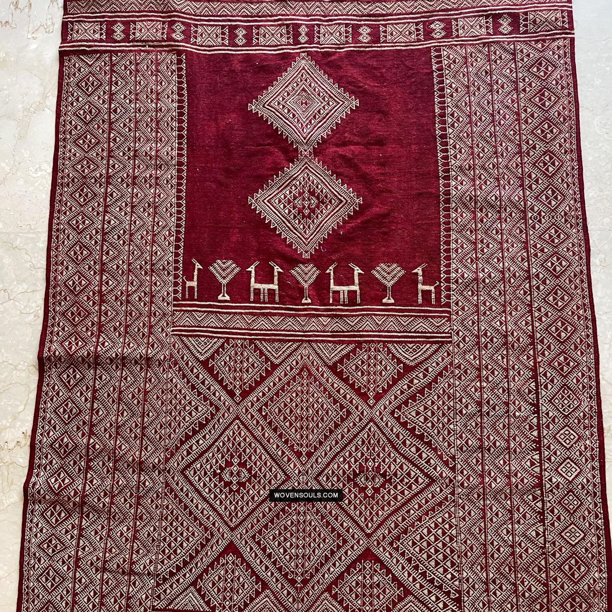 1779 Antique Bakhnoug Shawl w Animal Motifs - Textile Art Masterpiece - Antique Decor Ethnic Art 