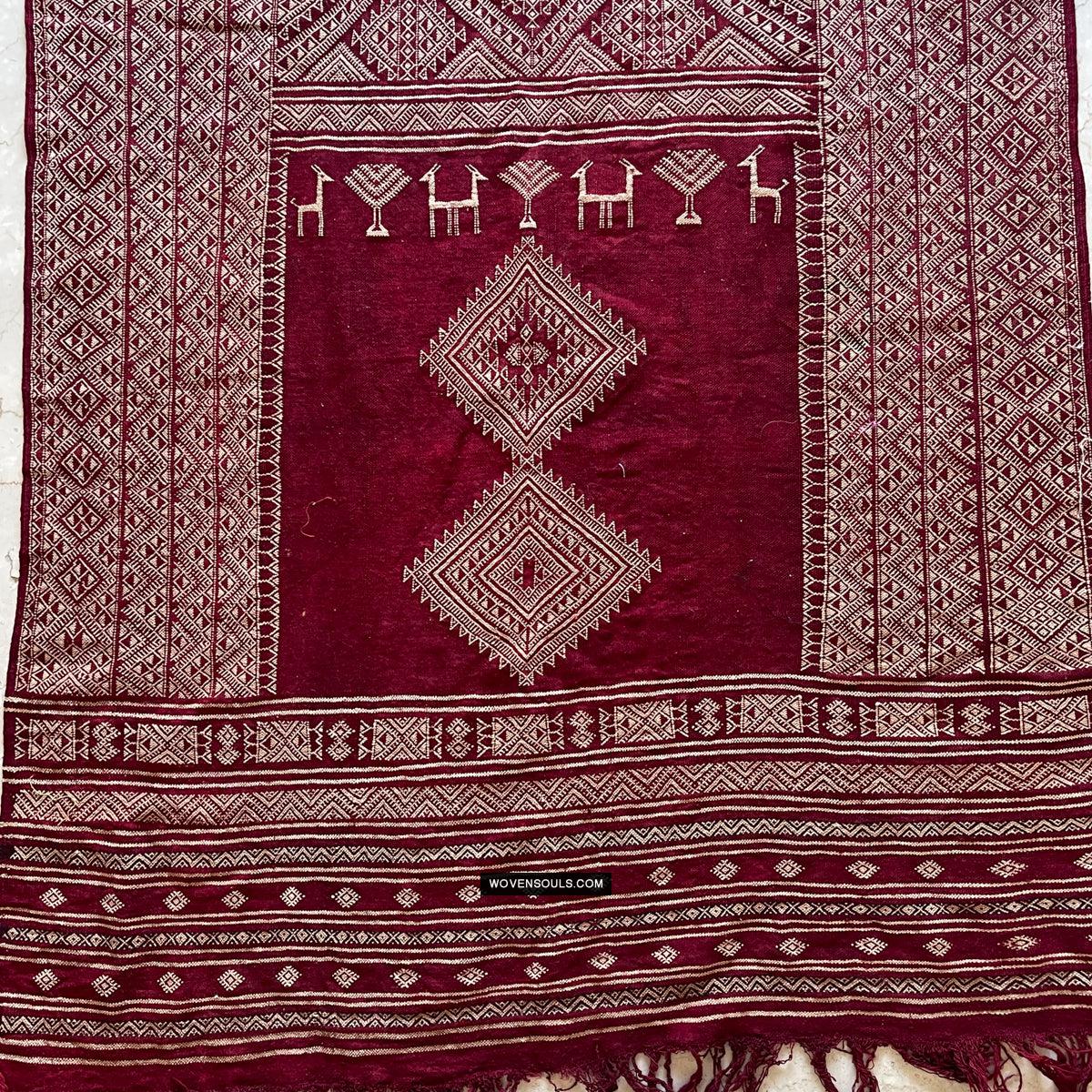 1779 Antique Bakhnoug Shawl w Animal Motifs - Textile Art Masterpiece - Antique Decor Ethnic Art 